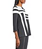 Ming Wang Intarsia Color Block Soft Knit Boat Neck 3/4 Sleeve Tunic, Color:Granite/Lunar Rock/Multi - Image 3