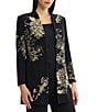 Ming Wang Jacquard Floral Lurex Knit Long Sleeve Jacket - Image 1
