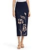 Ming Wang Jacquard Floral Soft Knit Pull-On Midi Coordinating Skirt - Image 1