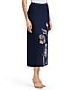 Ming Wang Jacquard Floral Soft Knit Pull-On Midi Coordinating Skirt - Image 3
