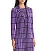 Ming Wang Jacquard Grid Knit Notch Lapel Collar Long Sleeve Coordinating Jacket - Image 3