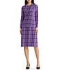 Ming Wang Jacquard Grid Knit Notch Lapel Collar Long Sleeve Coordinating Jacket - Image 4