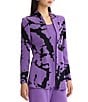 Ming Wang Jacquard Knit Abstract Mandarin Collar Long Sleeve Fitted Jacket - Image 3