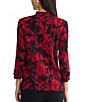 Ming Wang Jacquard Knit Abstract Stand Collar Bracelet Sleeve Single Button-Front Jacket - Image 2