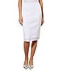Color:White - Image 1 - Jacquard Knit Elastic Waist Coordinating Pencil Skirt
