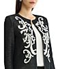Ming Wang Jacquard Knit Filigree Round Neck Long Sleeve Jacket - Image 5