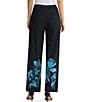 Ming Wang Jacquard Knit Floral Placement Print No Roll Elastic Waist Pull-On Coordinating Pants - Image 2