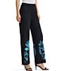 Ming Wang Jacquard Knit Floral Placement Print No Roll Elastic Waist Pull-On Coordinating Pants - Image 3