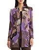 Ming Wang Jacquard Knit Multi Color Abstract Mandarin Collar Tailored Jacket - Image 1