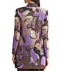 Ming Wang Jacquard Knit Multi Color Abstract Mandarin Collar Tailored Jacket - Image 2