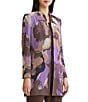 Ming Wang Jacquard Knit Multi Color Abstract Mandarin Collar Tailored Jacket - Image 3