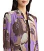 Ming Wang Jacquard Knit Multi Color Abstract Mandarin Collar Tailored Jacket - Image 5