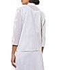 Color:White - Image 2 - Jacquard Knit Soutache Trim Mandarin Collar 3/4 Sleeve Open Front Coordinating Jacket