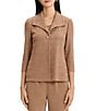 Ming Wang Jacquard Knit Tonal Wing Collar 3/4 Sleeve One-Front Button Jacket - Image 1