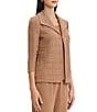 Ming Wang Jacquard Knit Tonal Wing Collar 3/4 Sleeve One-Front Button Jacket - Image 3