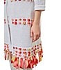 Color:White/Flamenco/Pale Marigold - Image 5 - Knit 3/4 Sleeve Ribbon Trim Open-Front Duster Cardigan