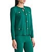 Ming Wang Knit Crew Neck Long Sleeve Button Front Cardigan - Image 3