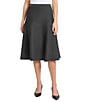 Ming Wang Knit Elastic Waist A-line Midi Skirt, Color:Granite - Image 1