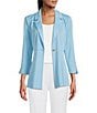 Ming Wang Knit Notch Lapel Bracelet Sleeve Single-Button Jacket, Color:Serene - Image 1