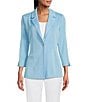 Ming Wang Knit Notch Lapel Bracelet Sleeve Single-Button Jacket, Color:Serene - Image 2