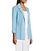 Ming Wang Knit Notch Lapel Bracelet Sleeve Single-Button Jacket, Color:Serene - Image 4