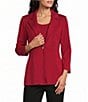 Ming Wang Knit Notch Lapel Bracelet Sleeve Single-Button Jacket - Image 1