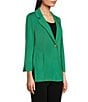 Ming Wang Knit Notch Lapel Bracelet Sleeve Single-Button Jacket - Image 3