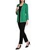 Ming Wang Knit Notch Lapel Bracelet Sleeve Single-Button Jacket - Image 6