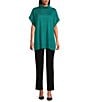 Ming Wang Knit Short Sleeve Turtleneck Tunic, Color:Everest - Image 3