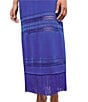 Color:Sapphire Sea - Image 4 - Knit Square Neck Sleeveless Crochet Detail Fringe Trim Sheath Maxi Dress