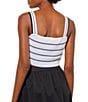 Color:White/Black - Image 2 - Knit Striped Square Neck Sleeveless Cropped Tank