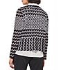 Color:Black/White - Image 6 - Knit Zig Zag Pattern Round Neck Long Sleeve Hook Front Jacket