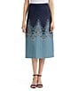 Ming Wang Linear Ombre Soft Knit Pull-On A-Line Skirt - Image 1