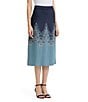 Ming Wang Linear Ombre Soft Knit Pull-On A-Line Skirt - Image 3