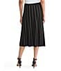 Ming Wang Lurex Knit Coordinating Stripe A-Line Midi Skirt, Color:Black/Gold - Image 2