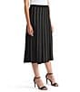 Ming Wang Lurex Knit Coordinating Stripe A-Line Midi Skirt, Color:Black/Gold - Image 3