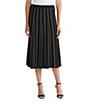Ming Wang Lurex Knit Coordinating Stripe A-Line Midi Skirt, Color:Black/Gold - Image 1