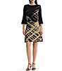 Ming Wang Lurex Shimmer Jacquard Knit A-Line Dress - Image 1