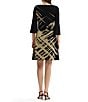 Ming Wang Lurex Shimmer Jacquard Knit A-Line Dress - Image 2