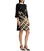 Ming Wang Lurex Shimmer Jacquard Knit A-Line Dress - Image 3