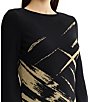 Ming Wang Lurex Shimmer Jacquard Knit A-Line Dress - Image 4