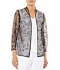 Color:Black/White - Image 1 - Mandarin Collar 3/4 Sleeve Sheer Jacket