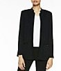 Color:Black - Image 1 - Mandarin Collar Long Sleeve Shoulder Pad Jacket