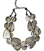 Color:Tri Tone - Image 1 - Metallic Flat Wood Bead Layered Statement Necklace