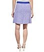 Color:Sapphire Sea/White/Black - Image 2 - Mixed Media Tweed Color Block A-Line Coordinating Mini Skirt