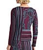 Ming Wang Coordinating Multi-Pattern Jacquard Soft Knit Boat Neck Long Sleeve Top, Color:Midnight Violet Multi - Image 2