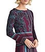 Ming Wang Coordinating Multi-Pattern Jacquard Soft Knit Boat Neck Long Sleeve Top, Color:Midnight Violet Multi - Image 3