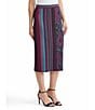 Ming Wang Coordinating Multi-Pattern Jacquard Soft Knit Straight Midi Skirt, Color:Midnight Violet Multi - Image 3