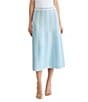 Ming Wang Coordinating Multi-Pattern Soft Knit A-Line Midi Skirt, Color:Serene/Limestone - Image 1