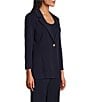 Ming Wang Notch Lapel 3/4 Sleeve One Button Knit Jacket, Color:Indigo - Image 3